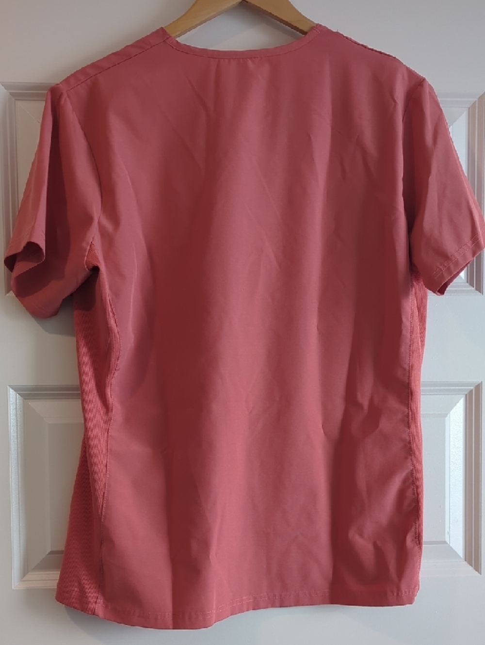 Just Scrubs Coral Wrap V-Neck Scrub Top P2P 24 L26 NWOT - Picture 9 of 9